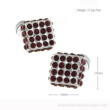 Custom 15*15mm Purple Crystal Gift Cufflinks For Man's Suit Shirt
